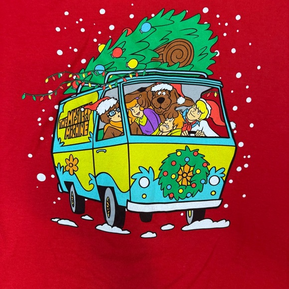 Scooby-Doo Mens Red Xmas Tee Short Sleeve Christmas T-Shirt X-Large - Picture 3 of 6